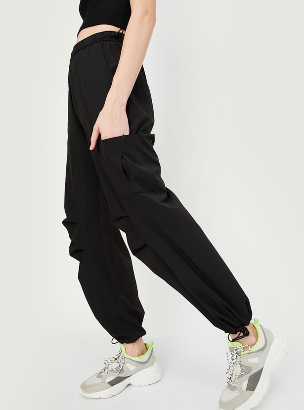 Women Solid Relaxed Fit Parachute Pants