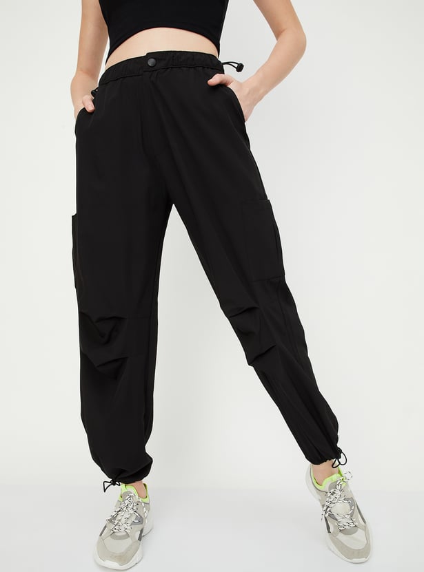 Women Solid Relaxed Fit Parachute Pants