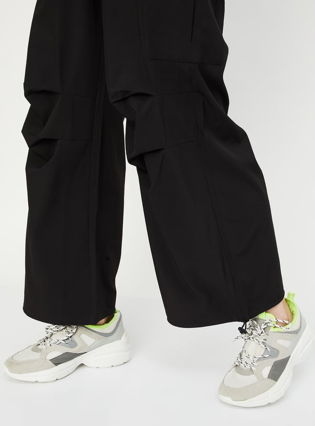 Women Solid Relaxed Fit Parachute Pants