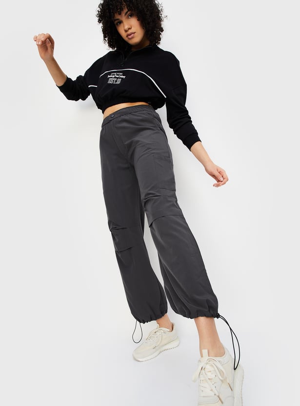 Women Solid Relaxed Fit Parachute Pants