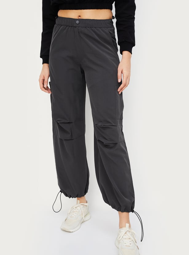 Women Solid Relaxed Fit Parachute Pants