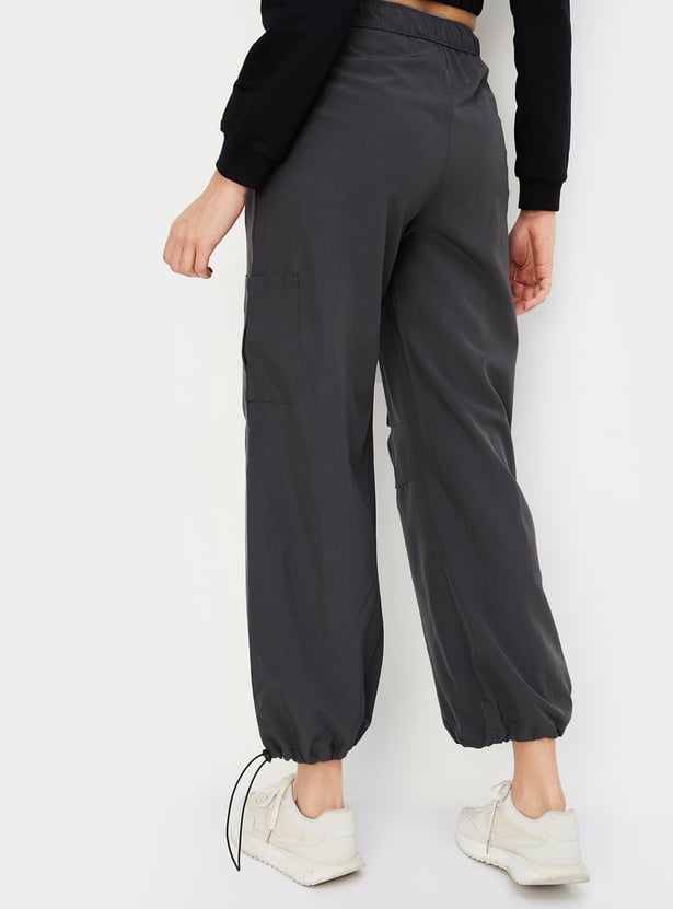 Women Solid Relaxed Fit Parachute Pants