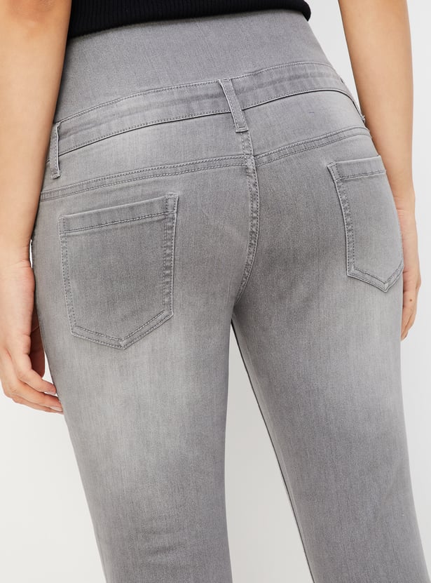 Women Skinny Fit Washed Double-Up Jeans