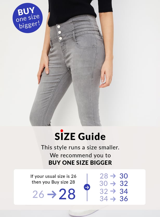 Women Skinny Fit Washed Double-Up Jeans