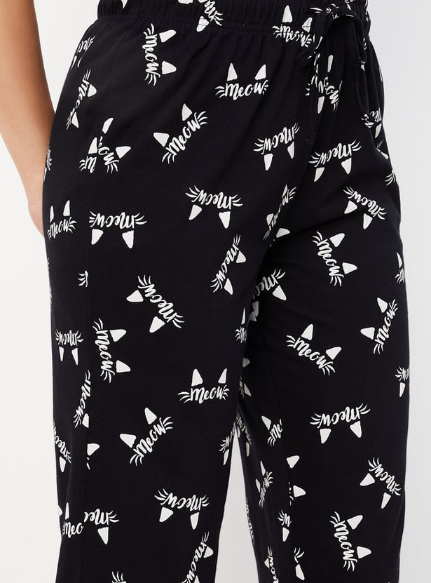 Women Printed Knit Pyjamas