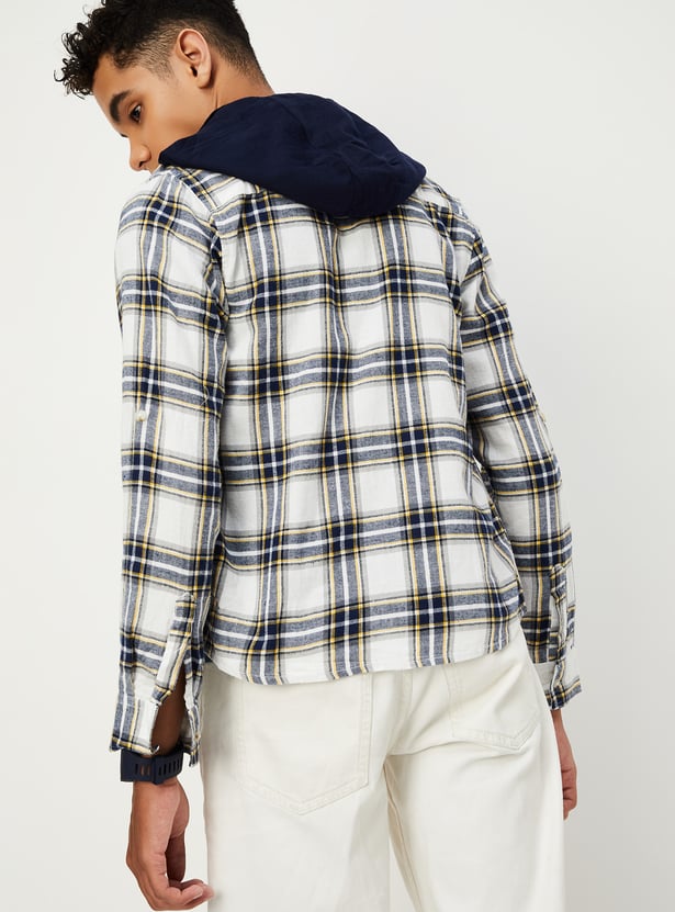 Boys checked Hooded Shirt