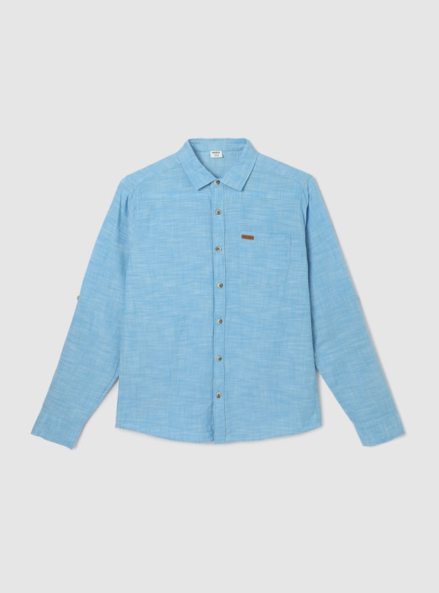 Boys Solid Casual Shirt