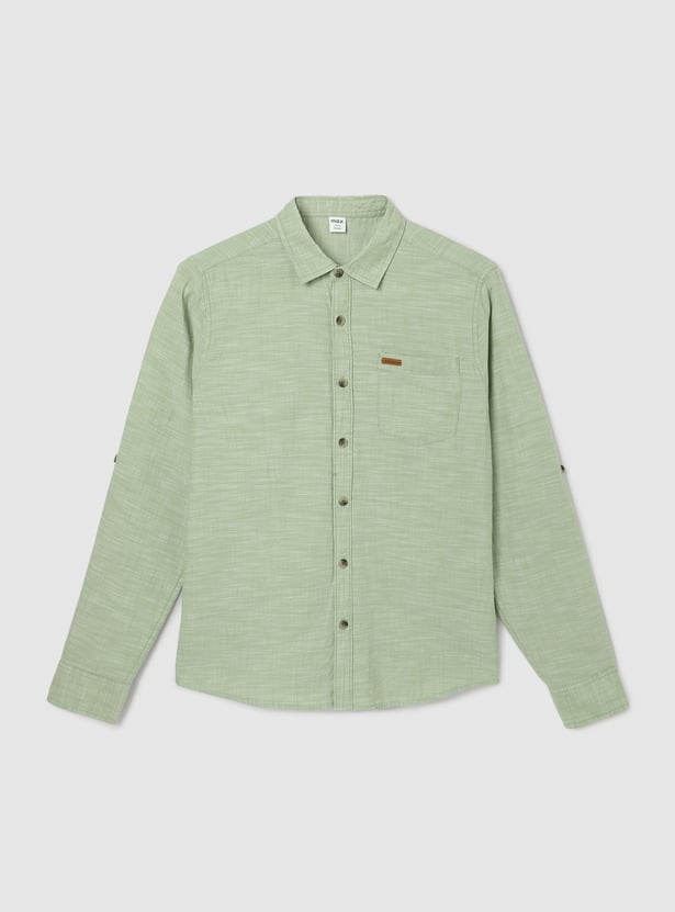 Boys Solid Casual Shirt