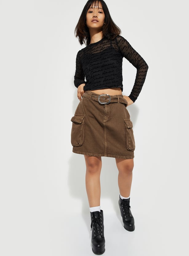 ALAYA F x URB_N Women Cargo Denim Skirt