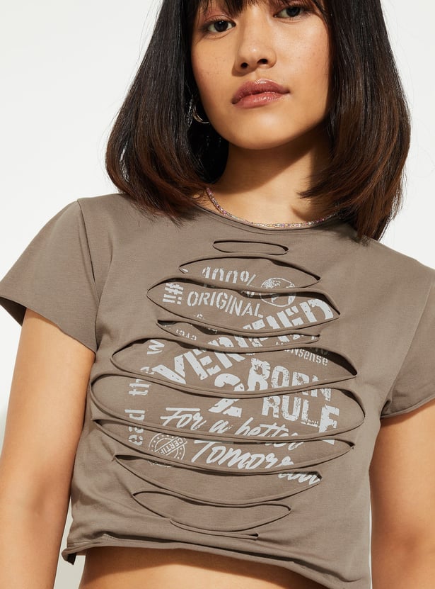 ALAYA F x URB_N Women Ripped Crop Top