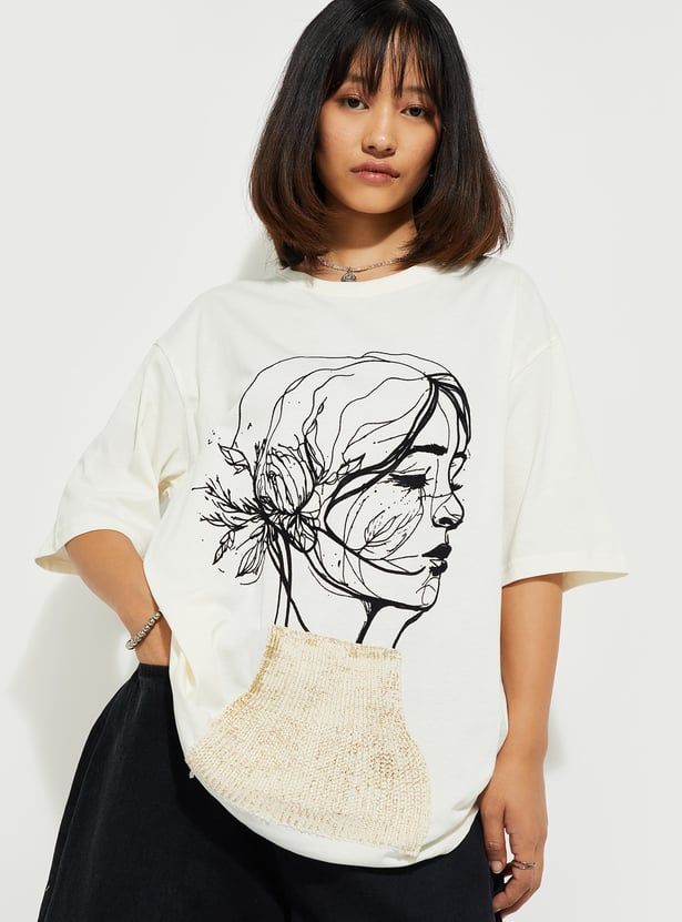 ALAYA F x URB_N Women Oversized Appliqued T-shirt