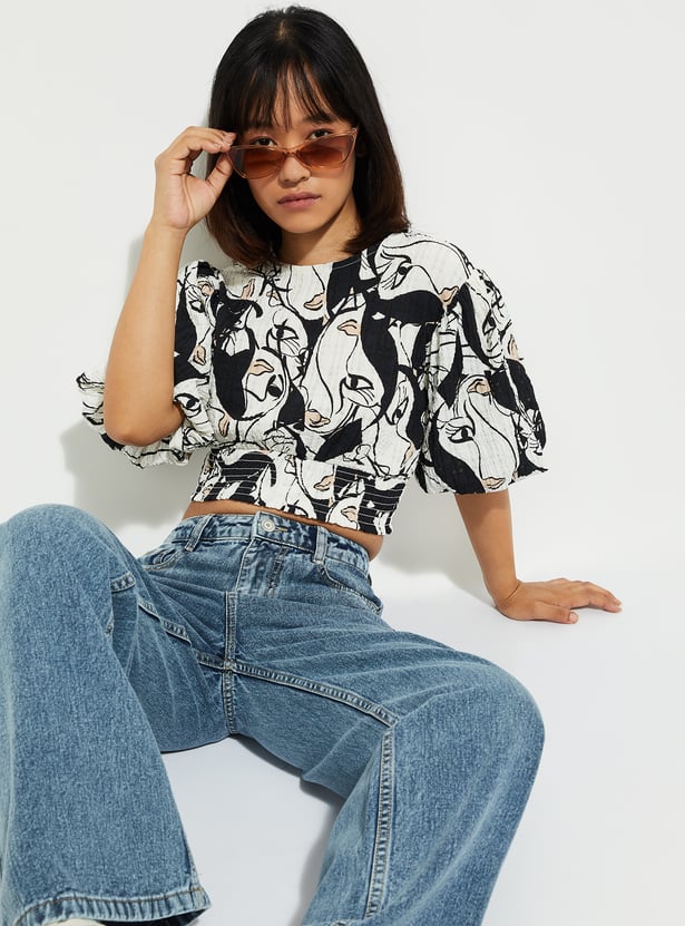 URB_N Women Printed Crop Top