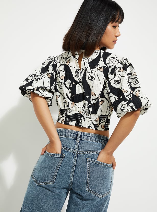 URB_N Women Printed Crop Top