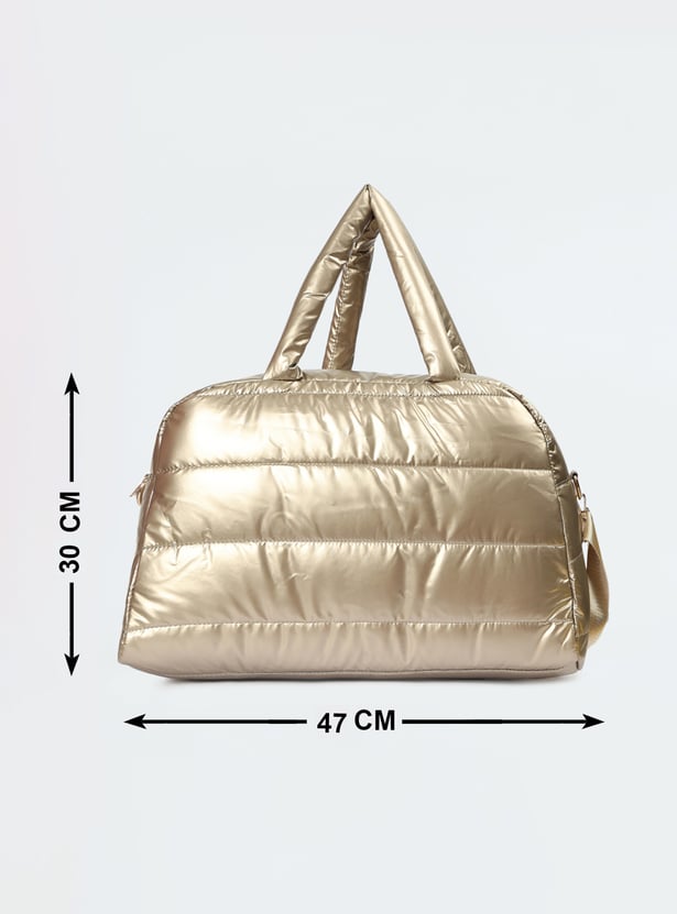 Metallic duffle bag on sale