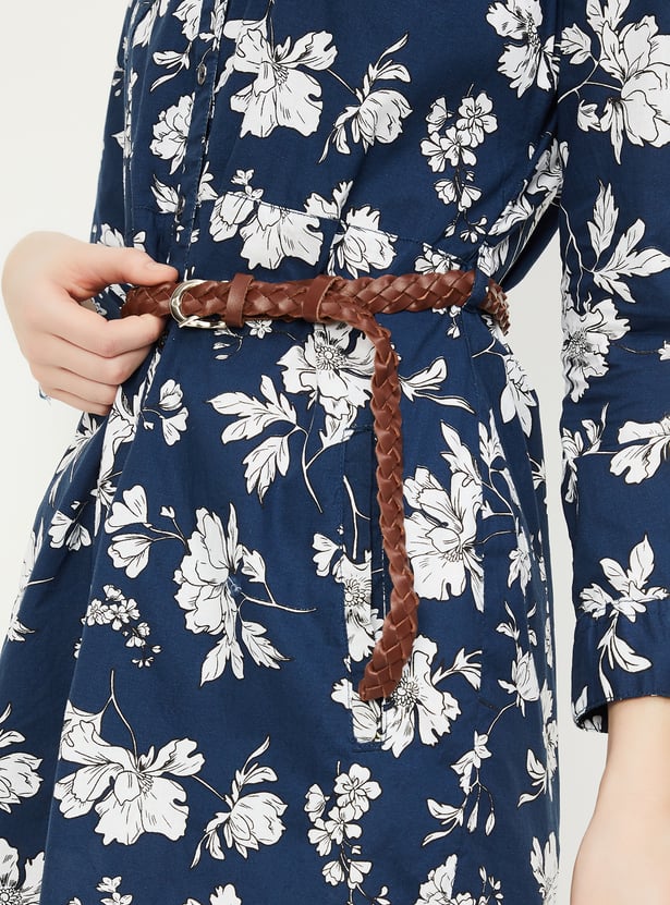 Women Floral Printed Belted Tunic