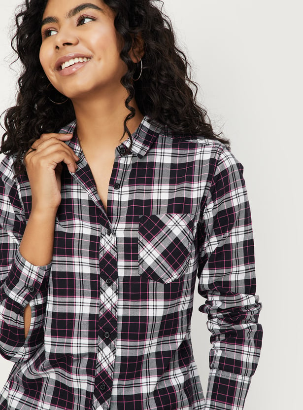 Women Checked Yarn Dyed Shirt