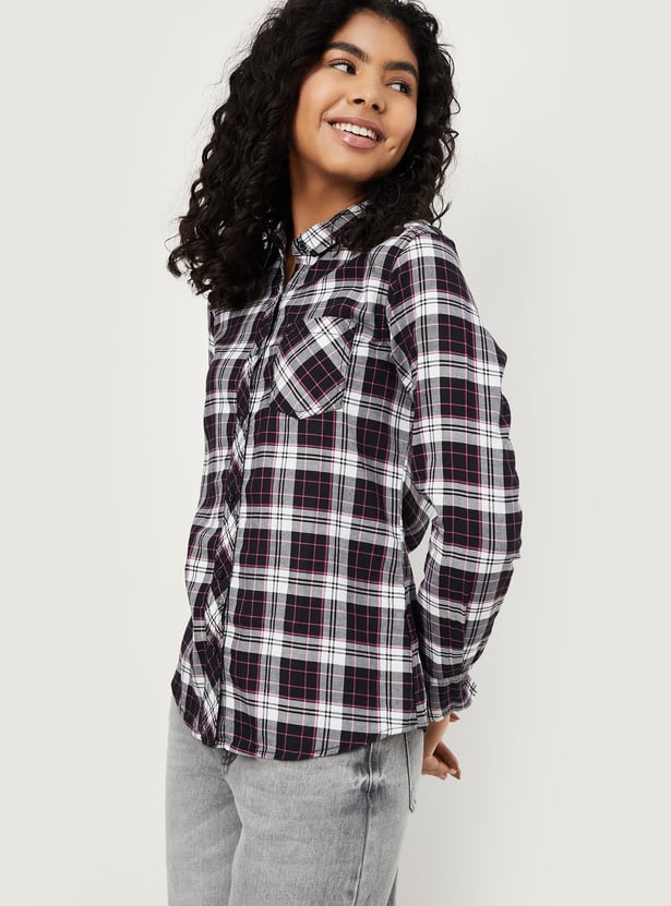 Women Checked Yarn Dyed Shirt