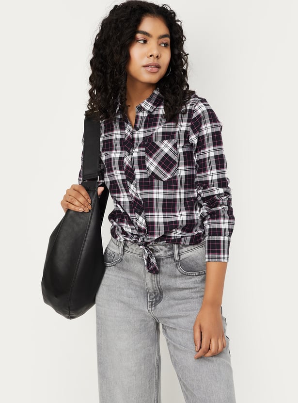 Women Checked Yarn Dyed Shirt