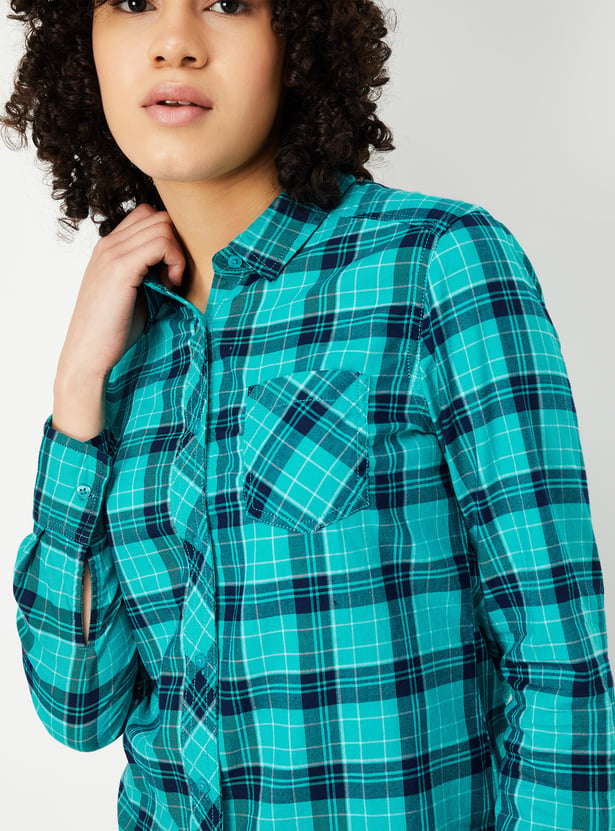 Women Checked Yarn Dyed Shirt