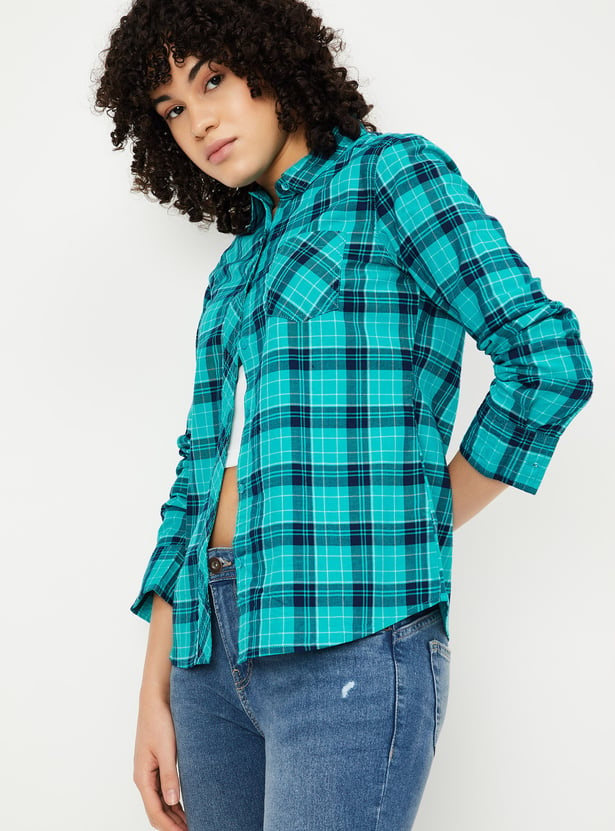 Women Checked Yarn Dyed Shirt