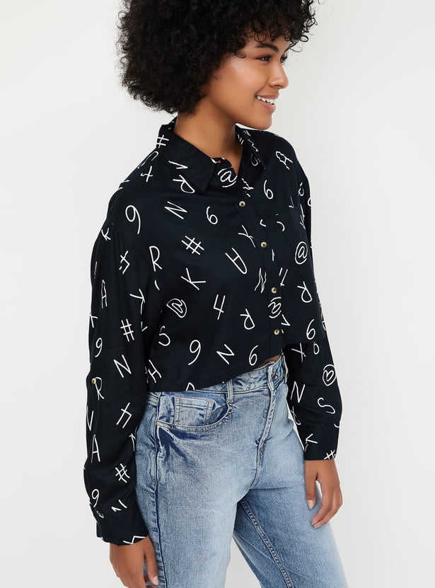 Women Printed Cropped Shirt