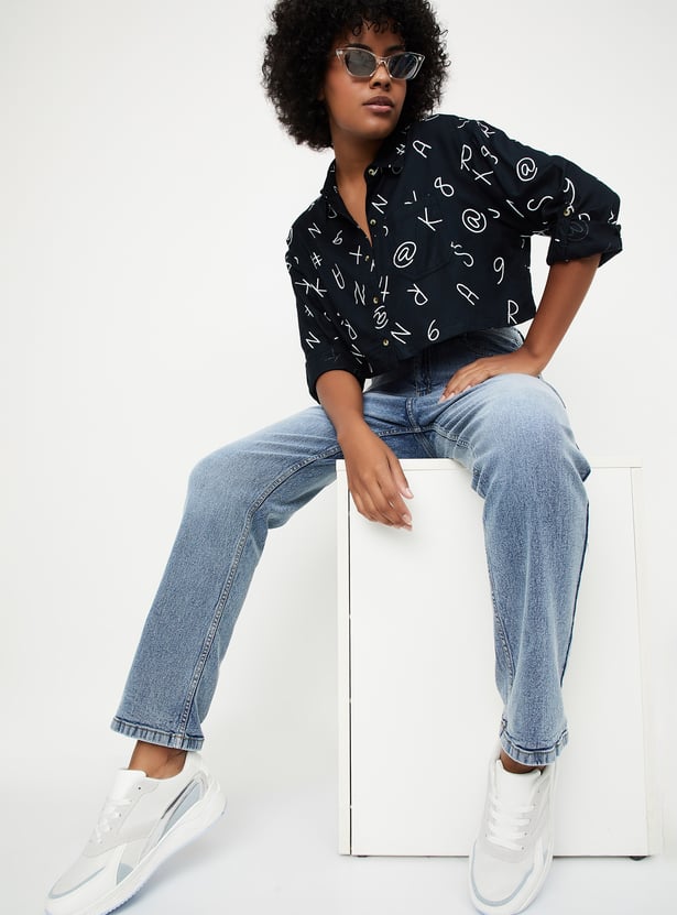 Women Printed Cropped Shirt