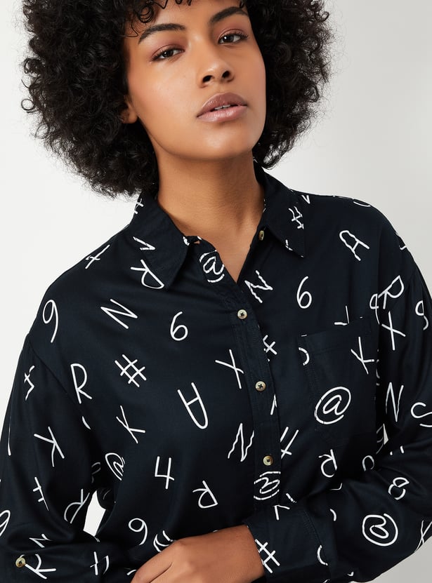 Women Printed Cropped Shirt