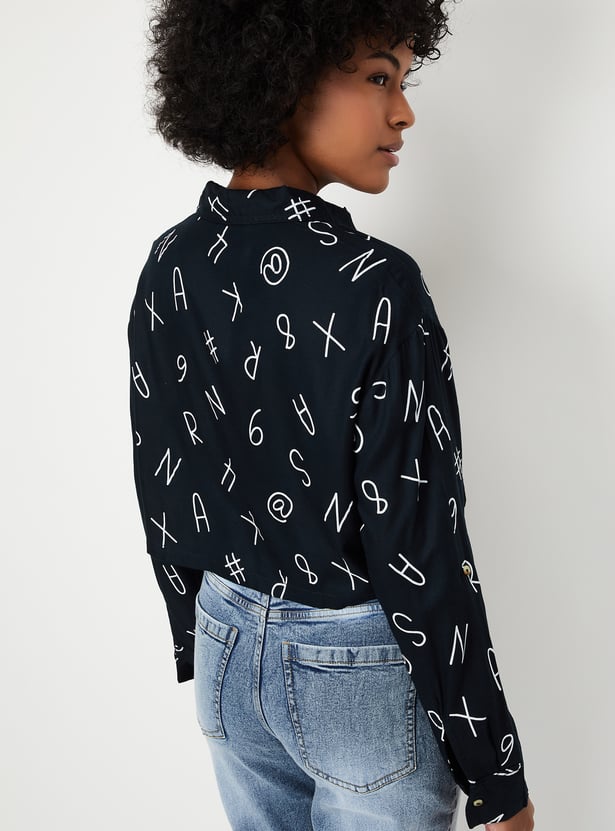 Women Printed Cropped Shirt