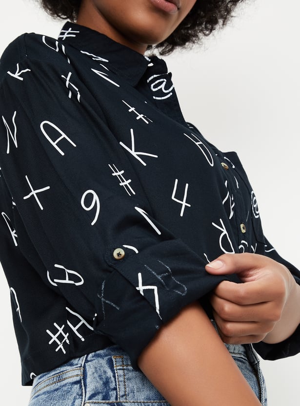 Women Printed Cropped Shirt