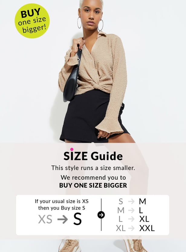 URB_N Women Textured Cropped Shirt