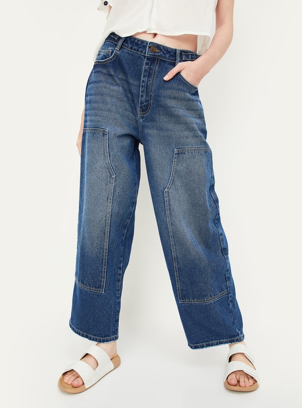 Women Workwear Fit Washed Jeans