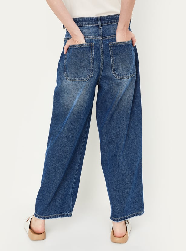 Women Workwear Fit Washed Jeans