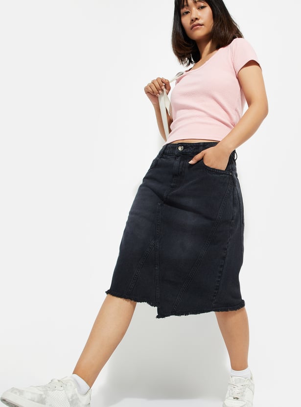 ALAYA F x URB_N Women Washed Denim Skirt