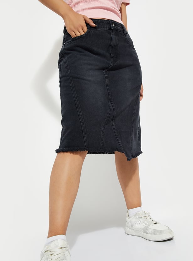 ALAYA F x URB_N Women Washed Denim Skirt