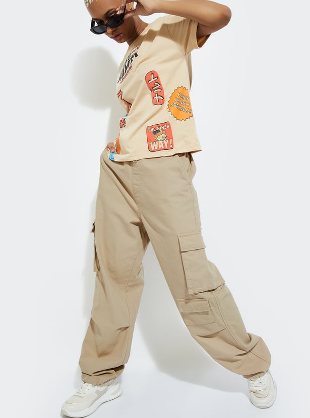 URB_N Women Solid Cargo Trousers