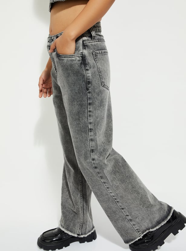 URB_N Women Washed Wide Leg Jeans