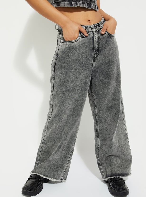 URB_N Women Washed Wide Leg Jeans