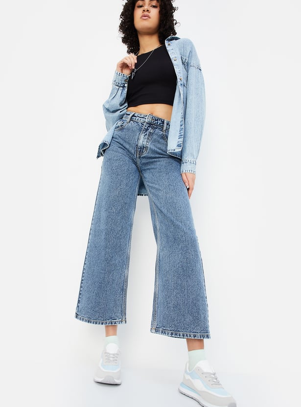 URB_N Women Stonewashed Wide Leg Jeans