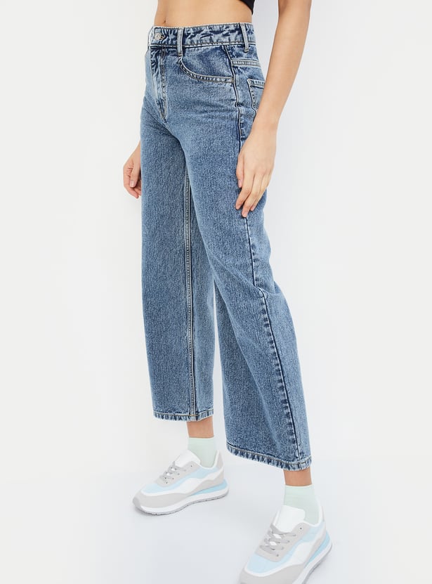 URB_N Women Stonewashed Wide Leg Jeans