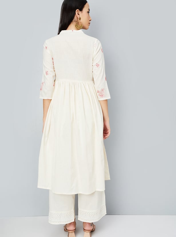 Women Embroidered Empire Yoke Kurta