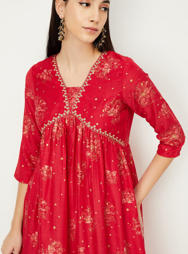 Women Printed Empire Yoke Kurta