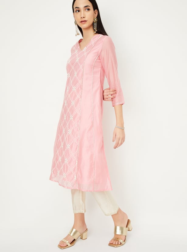 Women Embroidered A-Line Kurta