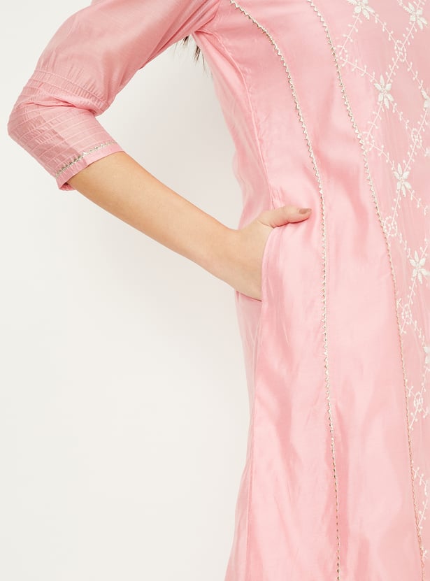 Women Embroidered A-Line Kurta