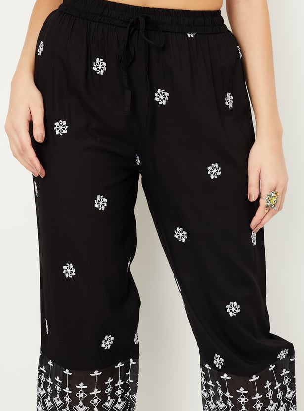 Buy Women Embroidered Straight Pants Online at just