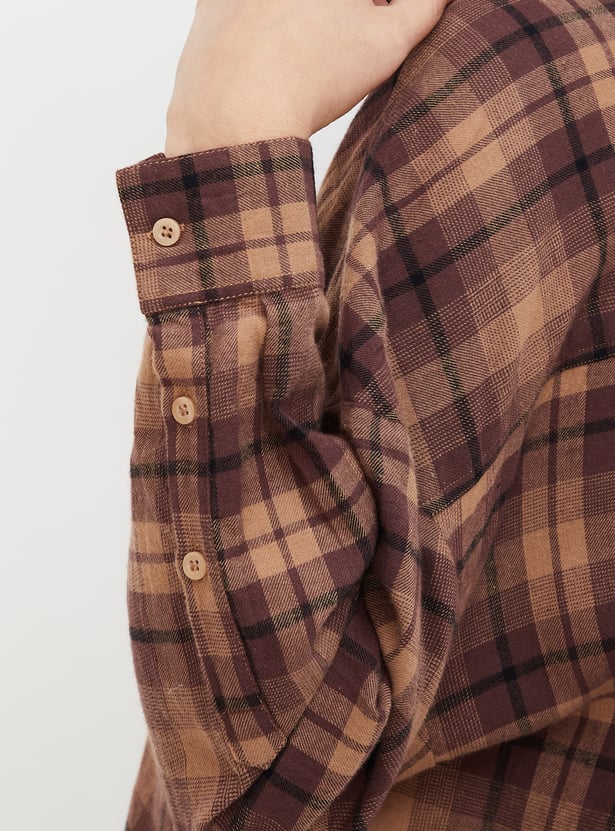 ALAYA F x URB_N Women Tartan Checked Yarn Dyed Shirt