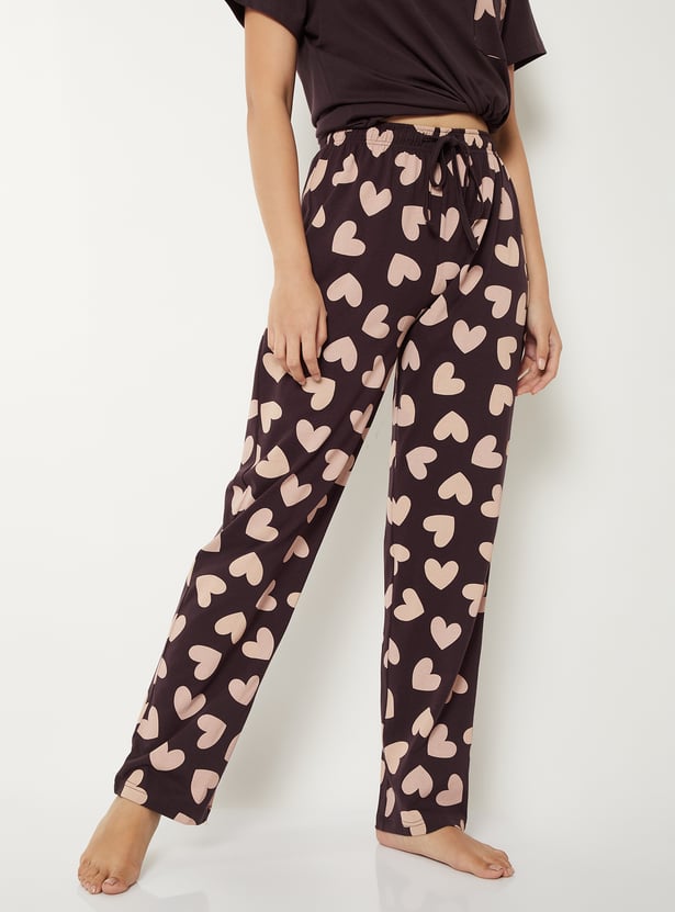 Women Heart Printed PJ Set
