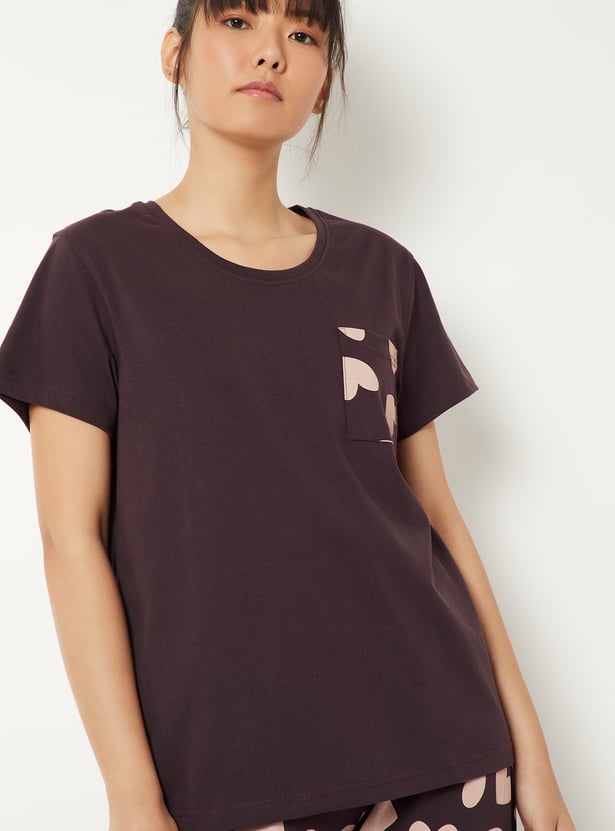 Women Heart Printed PJ Set