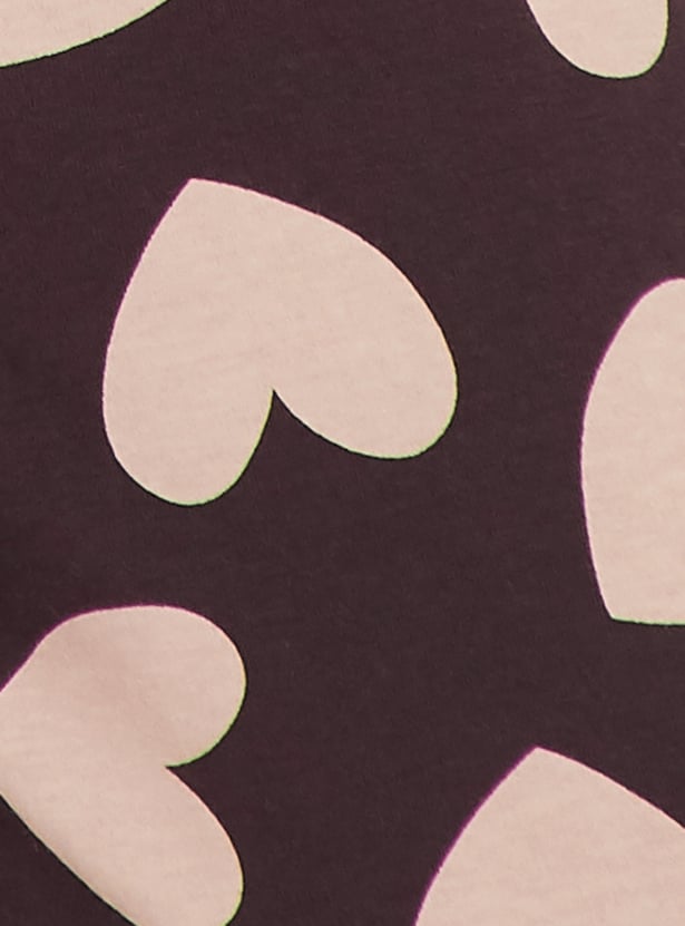 Women Heart Printed PJ Set