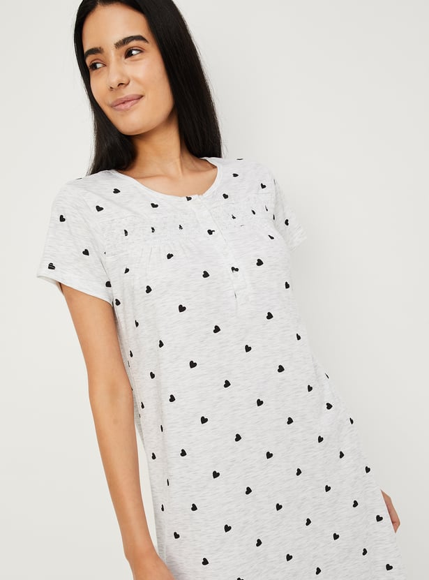 Women Heart Printed Nightgown