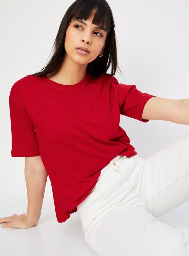 Buy Women Solid T-shirt Online at just Rs. 299.0